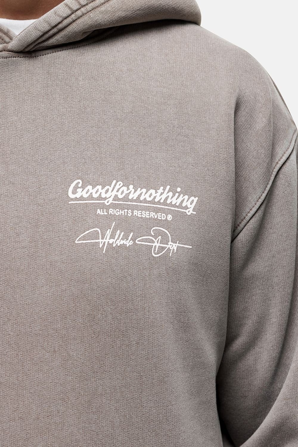 Good For Nothing Good For Nothing Men's Oversized Graphic Back Print Overhead Hoody in Taupe - 4