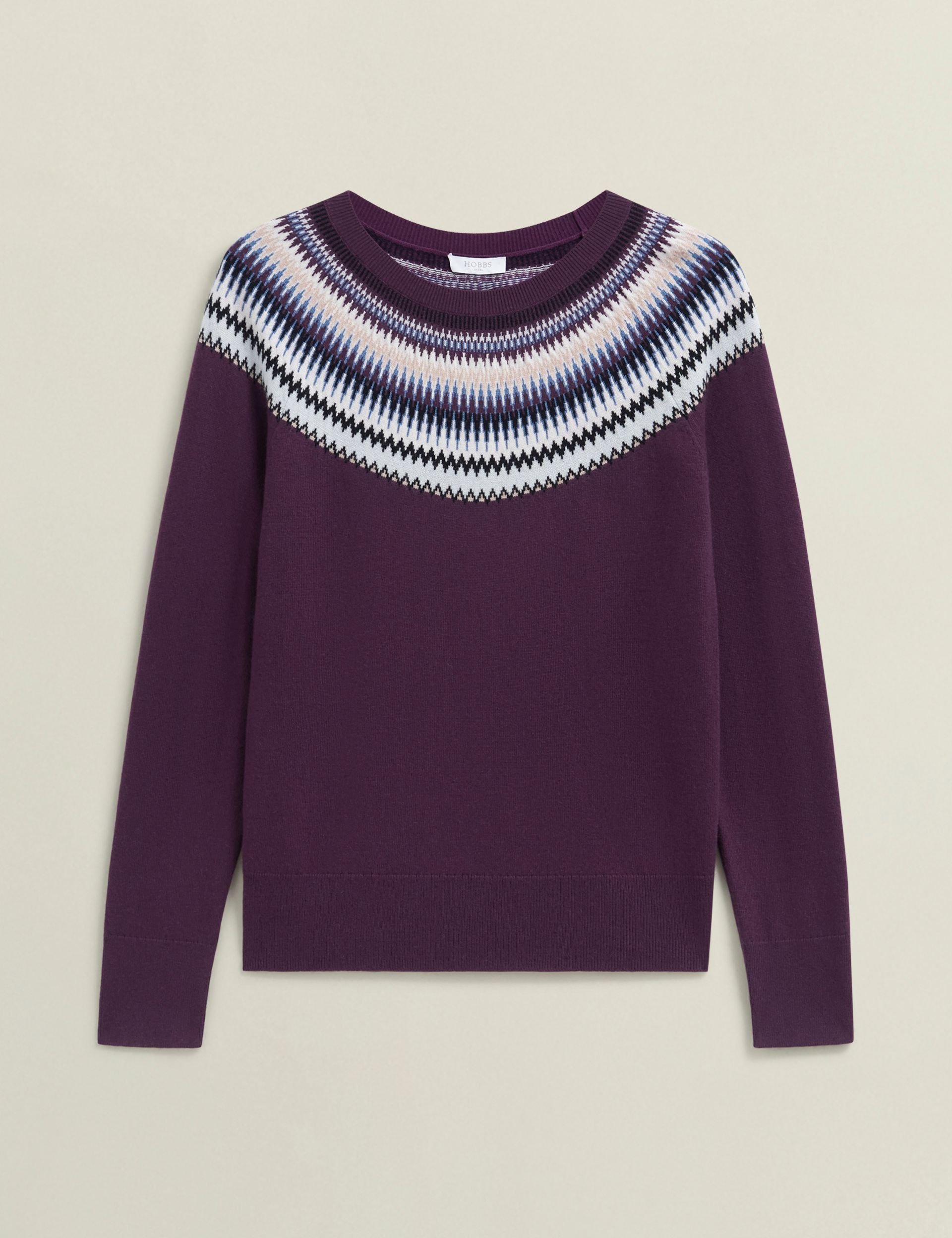 Hobbs London Hobbs London Women's Greta Fairisle Jumper in Aubergine - 2
