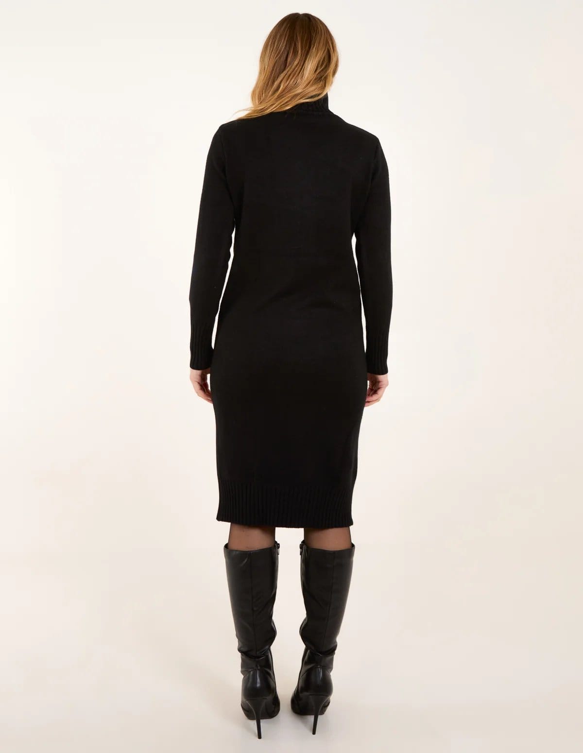 Blue Vanilla Ribbed Roll Neck Midi Dresss - 4