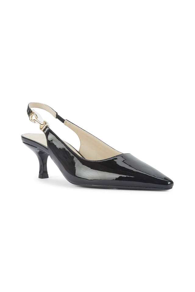 Truffle Collection Truffle Collection Women's Heeled Slingback Buckle Polyurethane Kitten Heel Pointed Toe Shoes in Black - 3