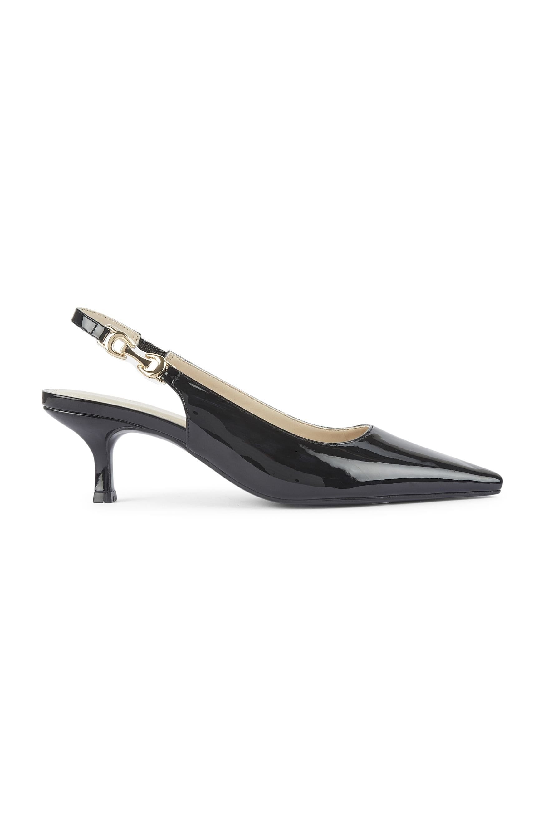 Truffle Collection Truffle Collection Women's Heeled Slingback Buckle Polyurethane Kitten Heel Pointed Toe Shoes in Black - 4