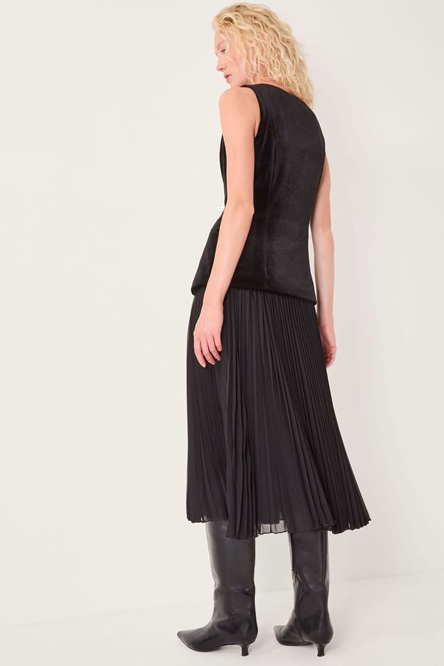 Monsoon Monsoon Women's Vanessa Sleeveless Velvet Pleated Midi Dress Black - 2
