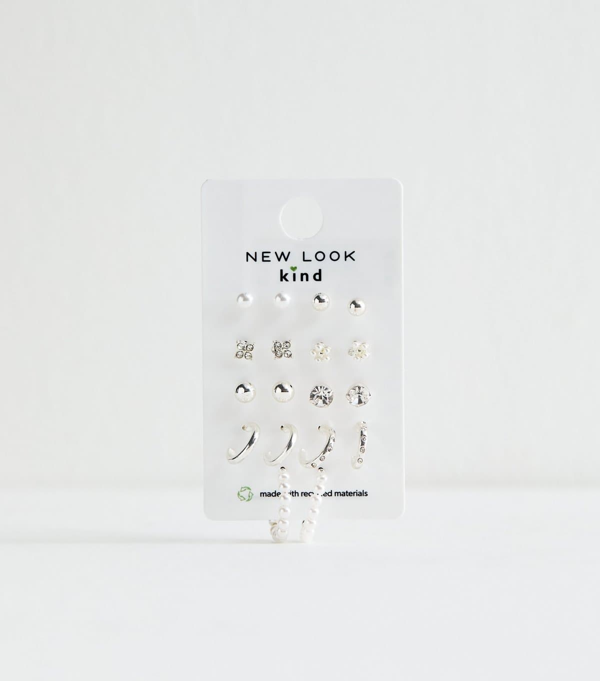 New Look New Look Silver Tone Pack of 9 Faux Pearl Stud Earrings