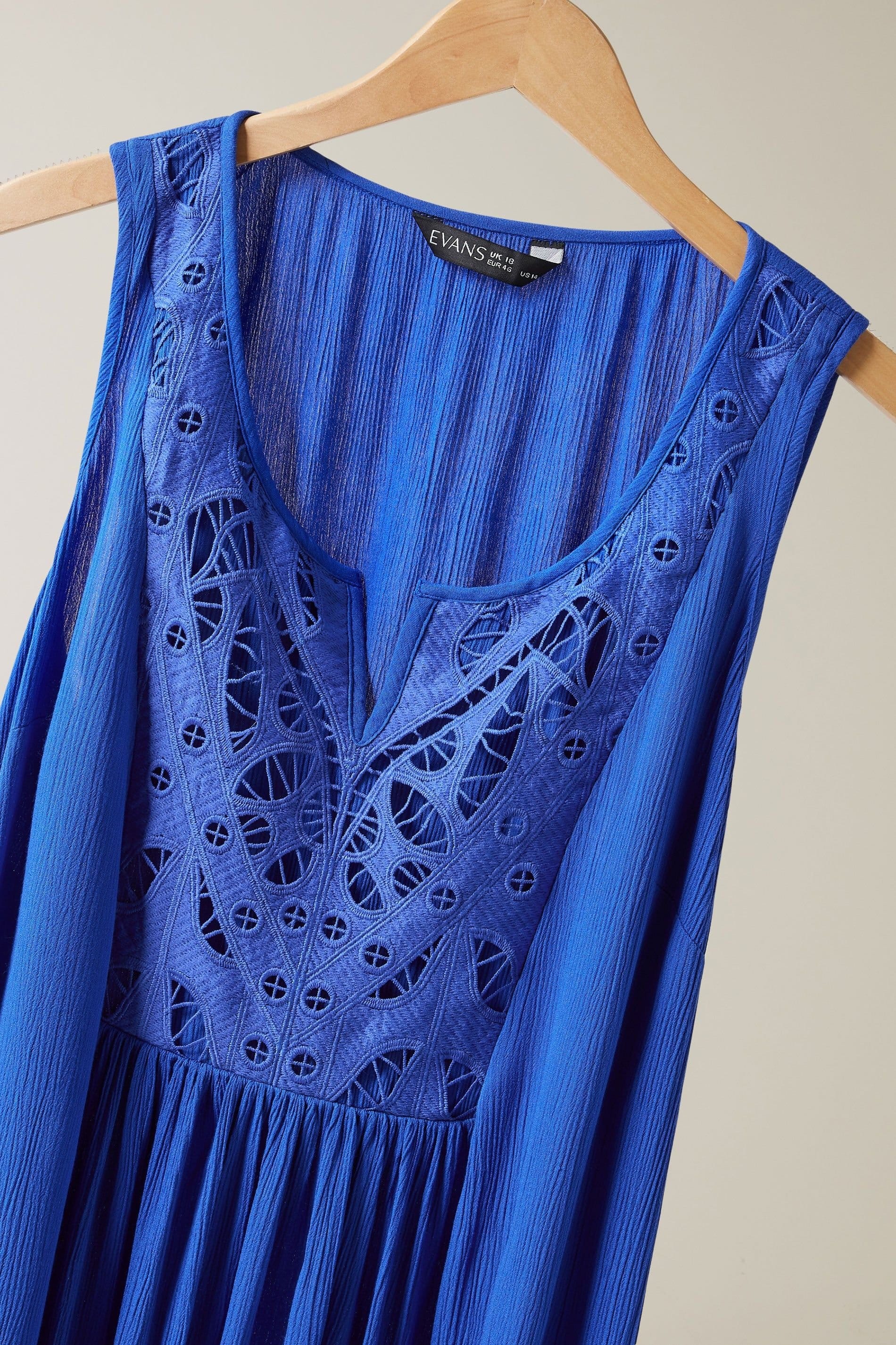 Evans Evans Women's Broderie Maxi Dress in Blue - 4