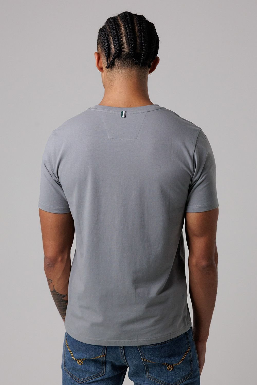 Santa Barbara Polo & Racquet Club Santa Barbara Polo & Racquet Club Men's Cotton Rich Stretch Heritage Logo T-Shirt in Grey - 2