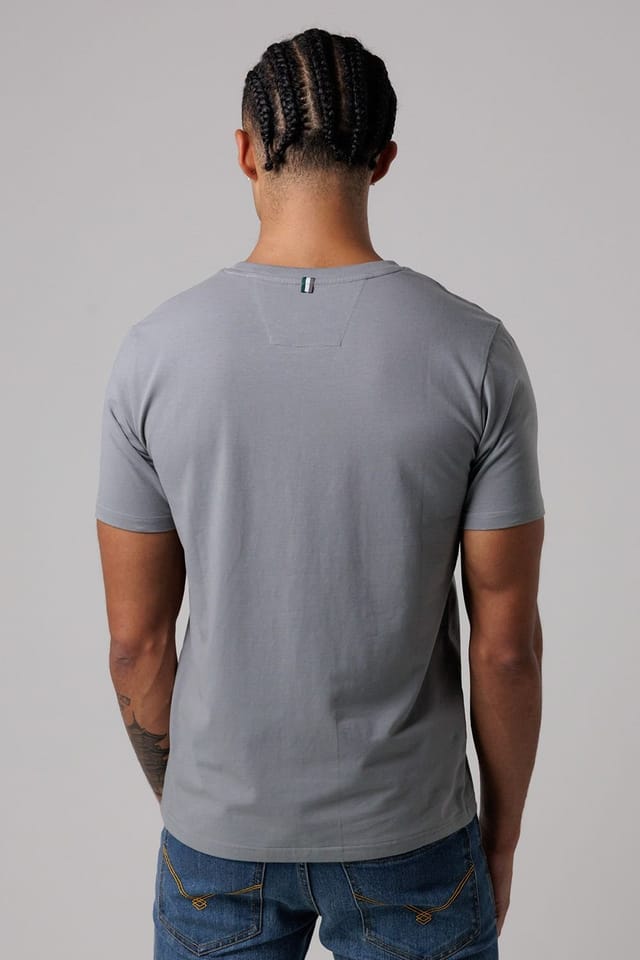 Santa Barbara Polo & Racquet Club Santa Barbara Polo & Racquet Club Men's Cotton Rich Stretch Heritage Logo T-Shirt in Grey - 2