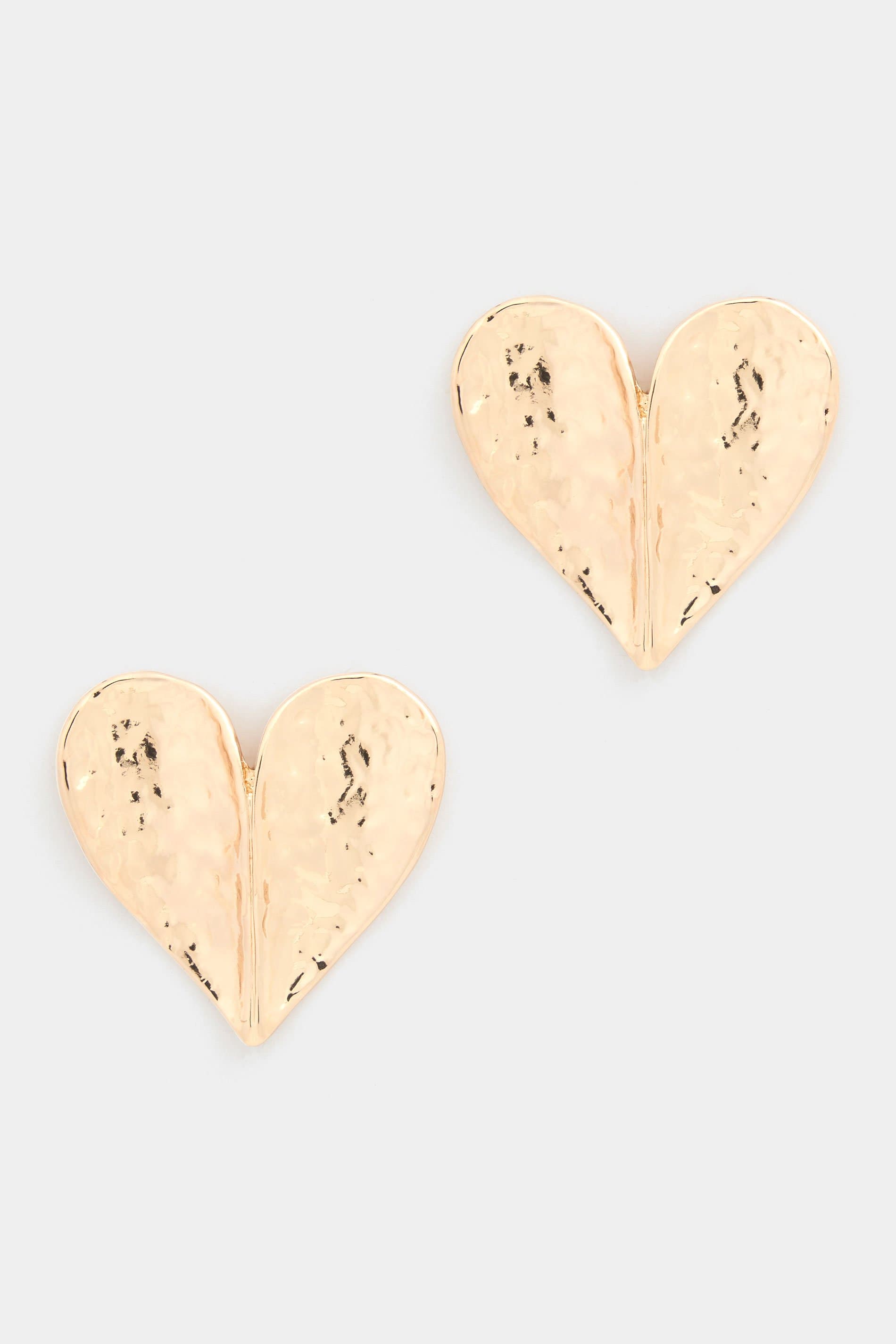 Yours Gold Tone Large Hammered Heart Earrings