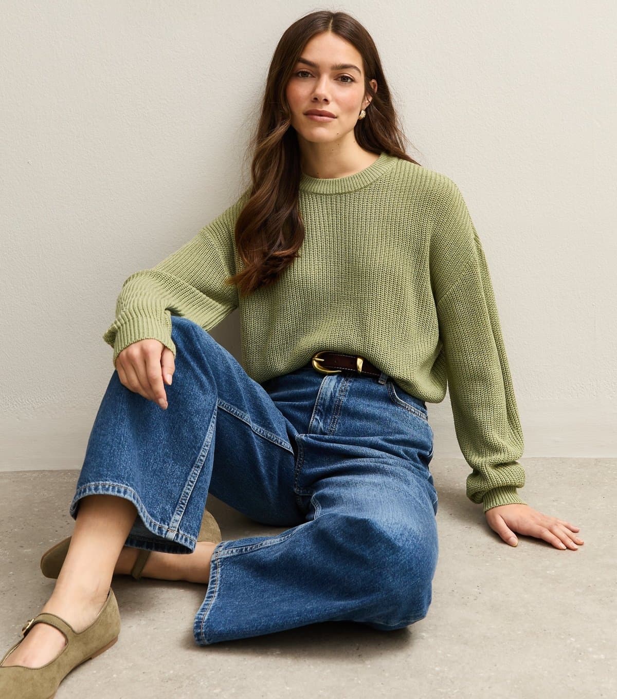 New Look Women's Petite Light Green Knitted Meet-The-Jean Jumper New Look