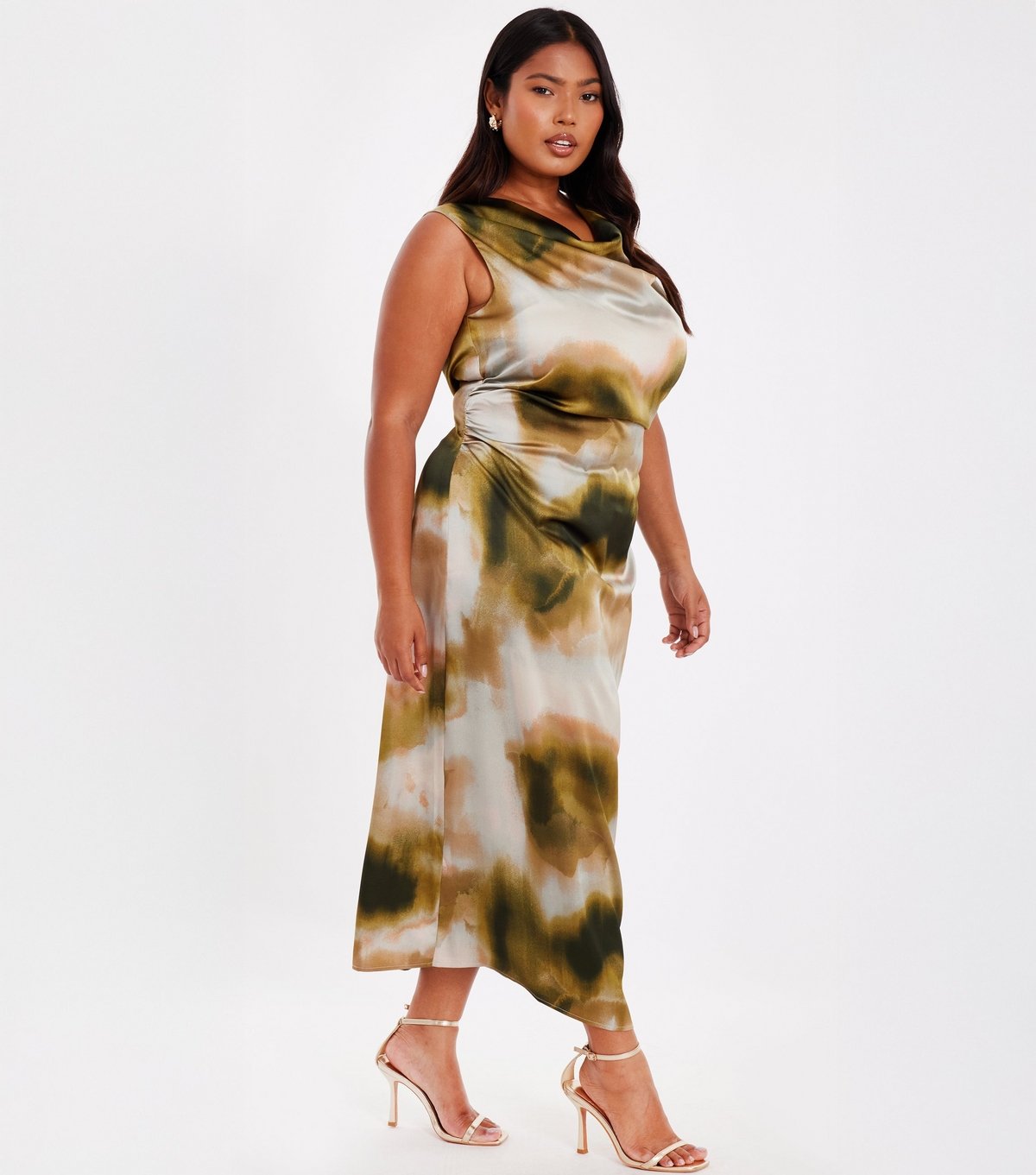 Quiz Women's Khaki Pattern Satin Maxi Dress Quiz New Look - 2