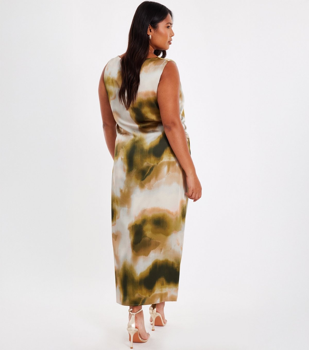 Quiz Women's Khaki Pattern Satin Maxi Dress Quiz New Look - 3
