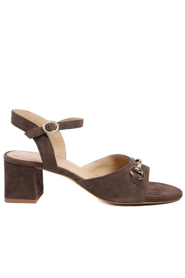 Jones Bootmaker Jones Bootmaker Women's Gianna Leather Mid Block Heel Sandals in Brown - 2