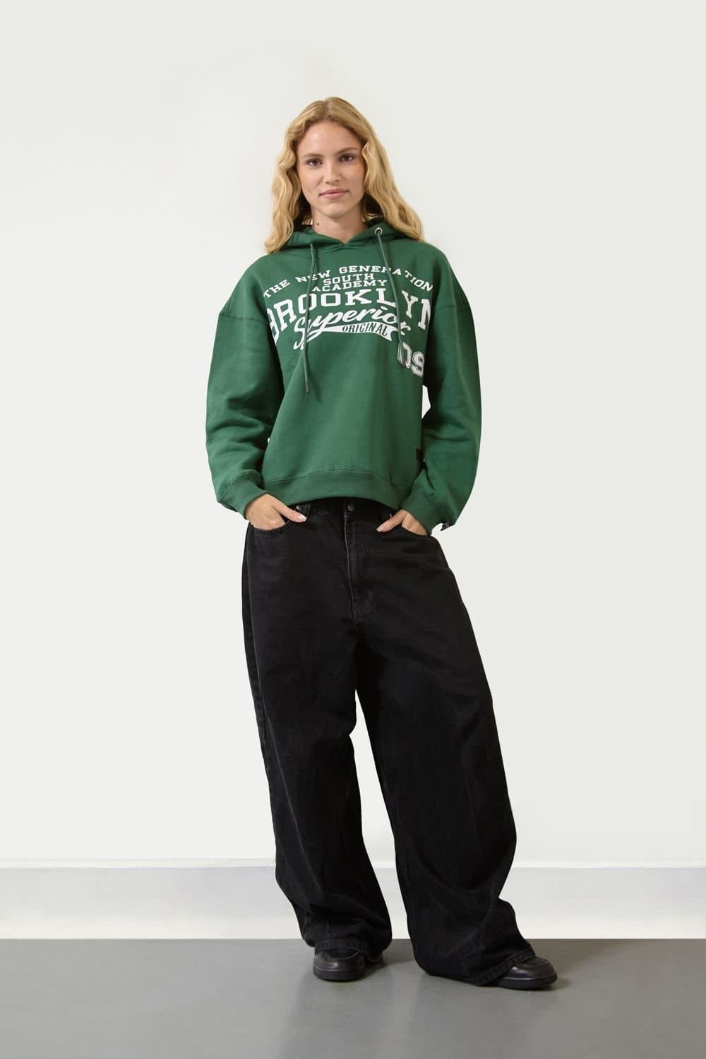 LONDON ATTITUDE LONDON ATTITUDE Green Brooklyn Relax Fit Hoodie
