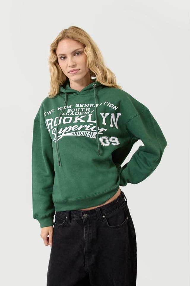 LONDON ATTITUDE LONDON ATTITUDE Women's Brooklyn Green Relax Fit Hoodie - 2