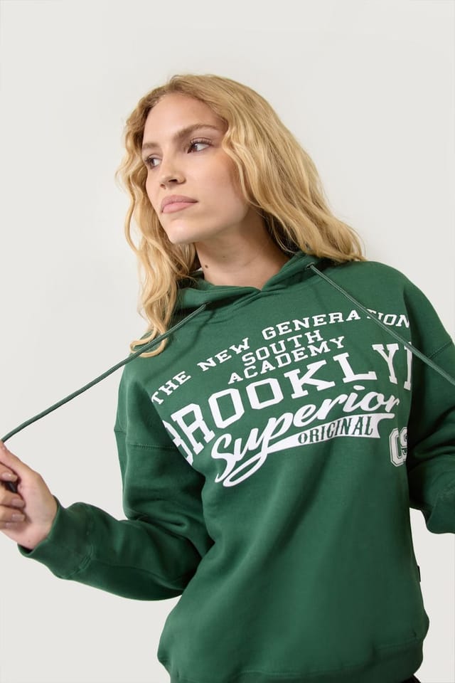 LONDON ATTITUDE LONDON ATTITUDE Women's Brooklyn Green Relax Fit Hoodie - 3