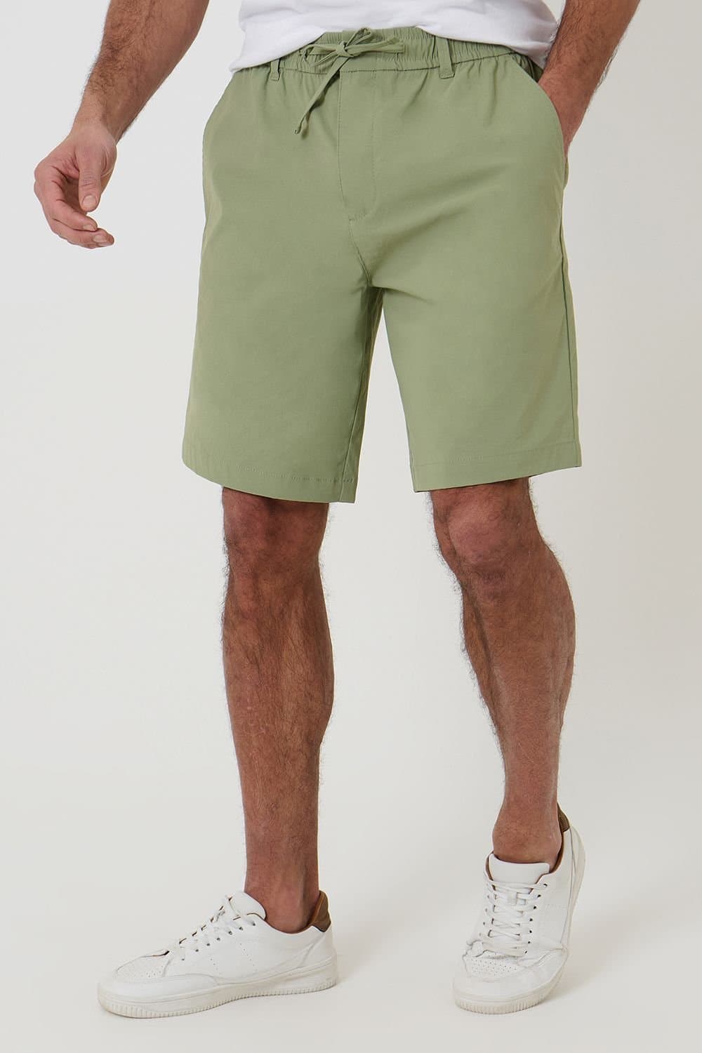Threadbare Threadbare Men's Elasticated Waist Stretch Chino Shorts in Pale Green