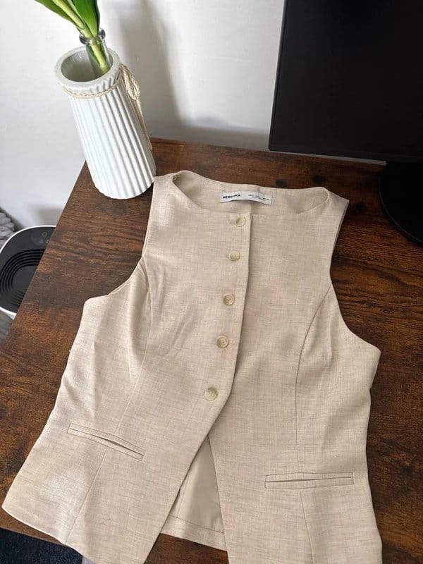 Bershka Beige Waistcoat Style Top