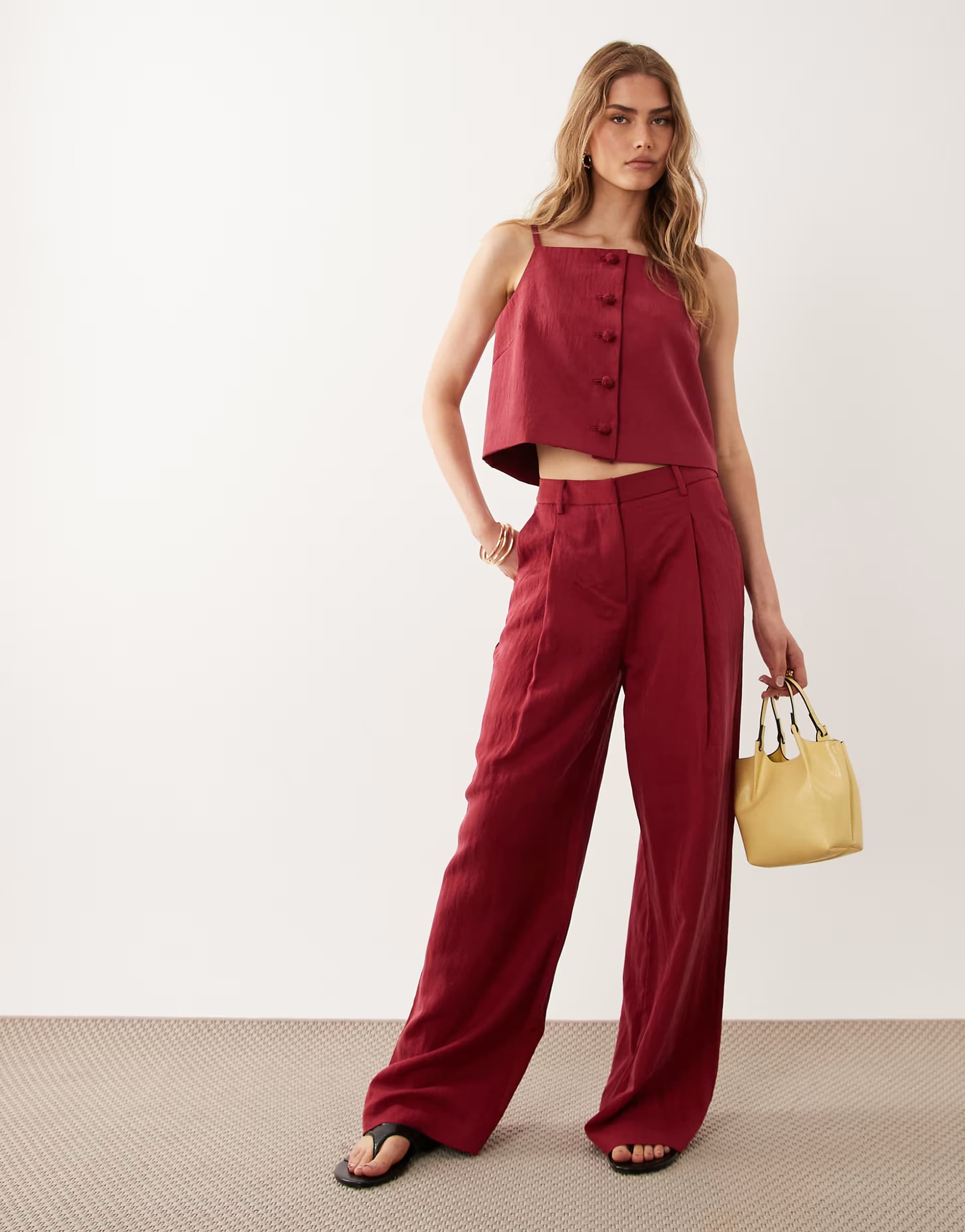 ASOS Mango Bonnie relaxed trouser co-ord in red