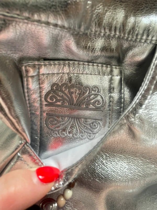 Never Fully Dressed Silver Metallic Leather Trousers