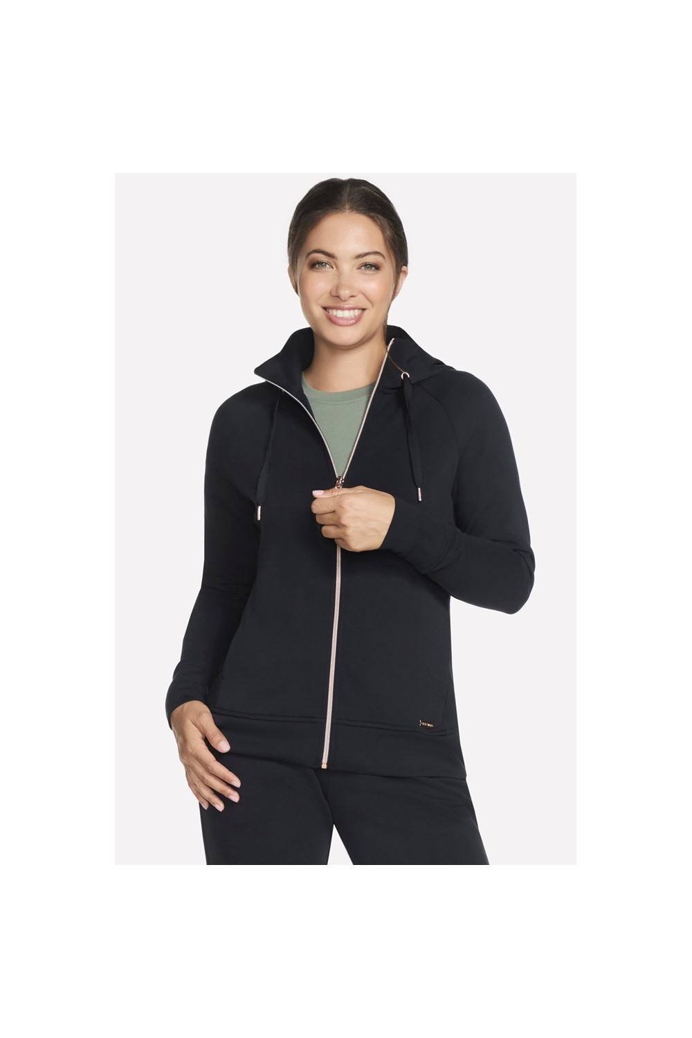 Skechers Skechers Women's Skechluxe Elevate Hooded Jacket in Black - 1