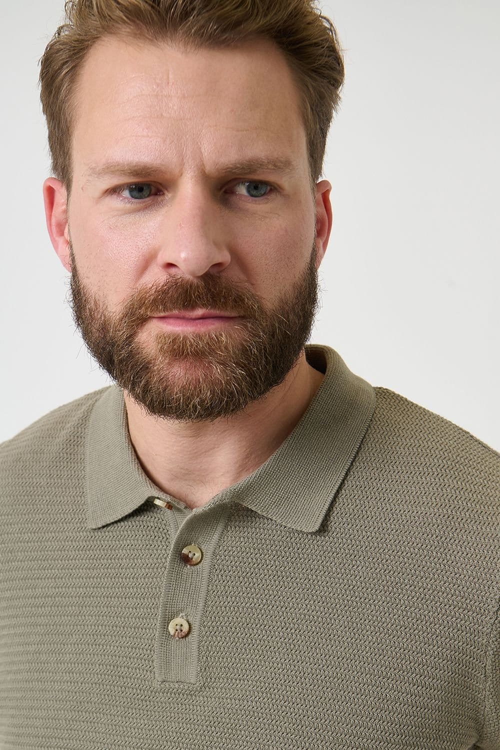 Saltwell Saltwell Men's Textured Knit Short Sleeve Polo Shirt in Pale Green - 4