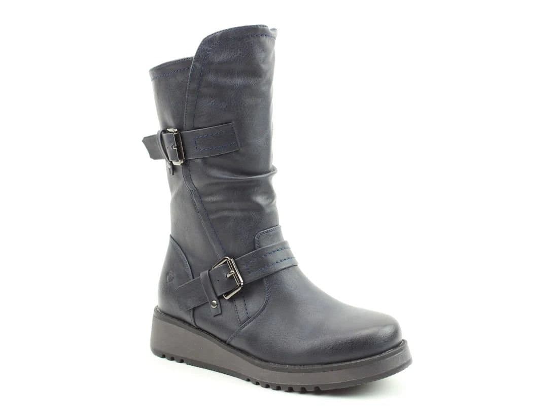 Heavenly Feet Heavenly Feet Women's HANNAH4 Mid Calf Side Zip Boots in Navy