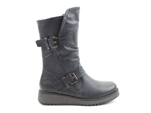 Heavenly Feet Heavenly Feet Women's HANNAH4 Mid Calf Side Zip Boots in Navy - 2