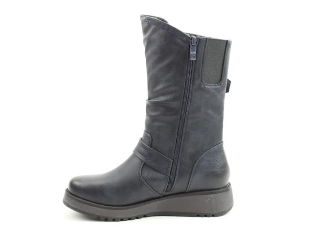 Heavenly Feet Heavenly Feet Women's HANNAH4 Mid Calf Side Zip Boots in Navy - 3