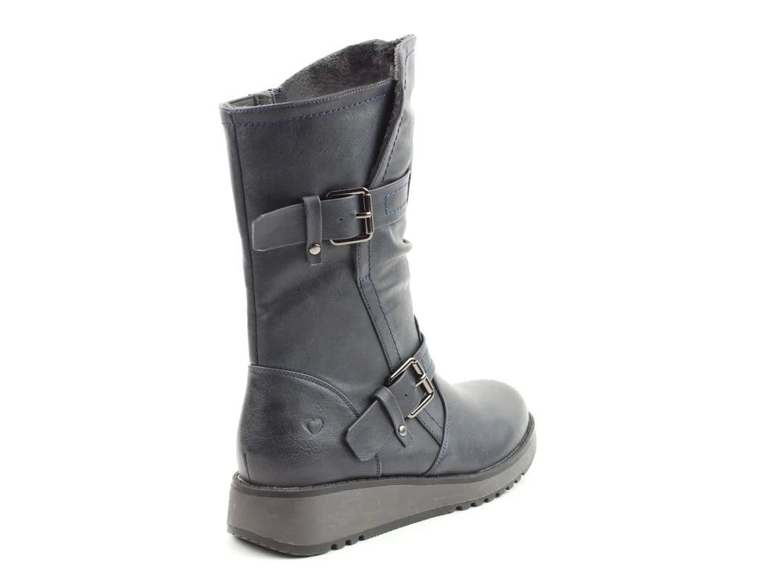 Heavenly Feet Heavenly Feet Women's HANNAH4 Mid Calf Side Zip Boots in Navy - 4