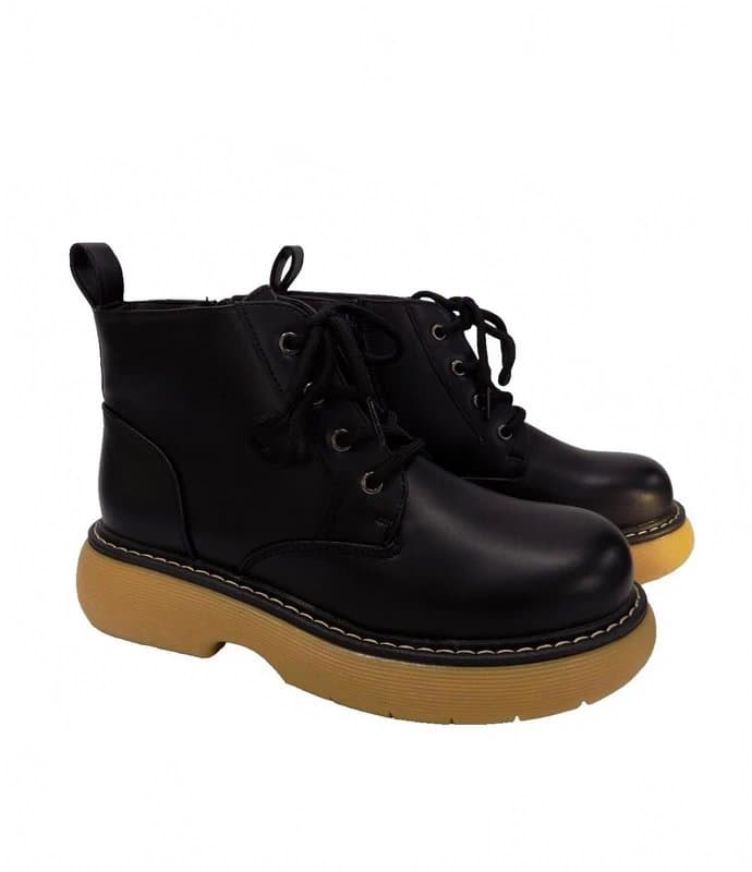 Vestante Chunky Black Ankle Boots Womens UK 5 Lace Up Platform Faux Leather Goth Combat