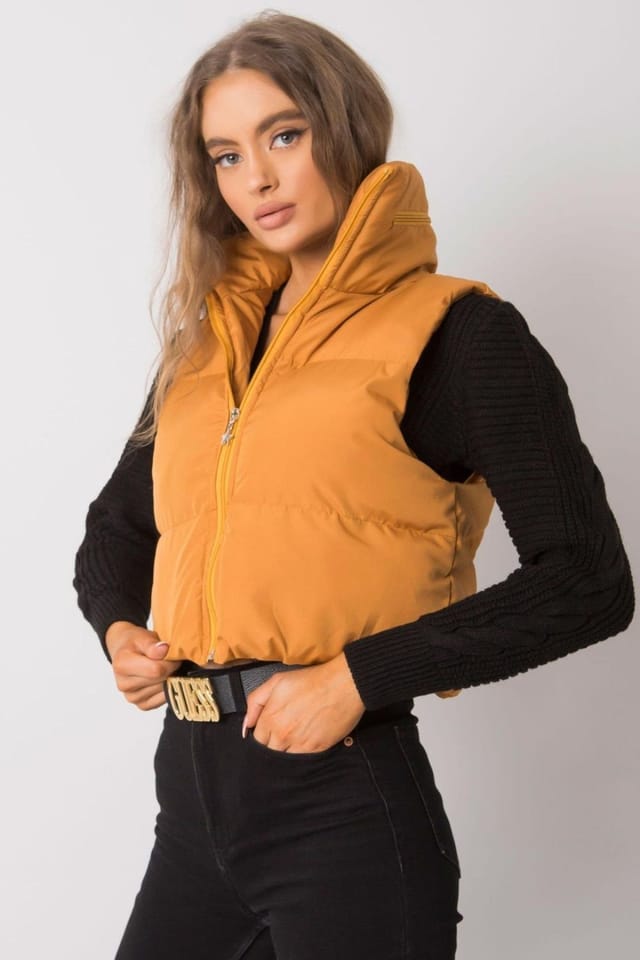 Love Lace Love Lace Women's Utility Hooded Zip Vest with Concealed Hood in Yellow - 2
