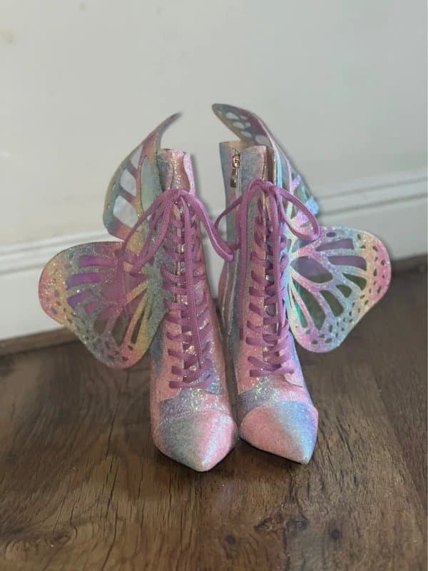 Butterfly Rave pointed toes lace up butterfly stiletto boots new