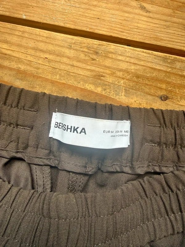 Bershka Brown Relaxed Wide-Fit Pants