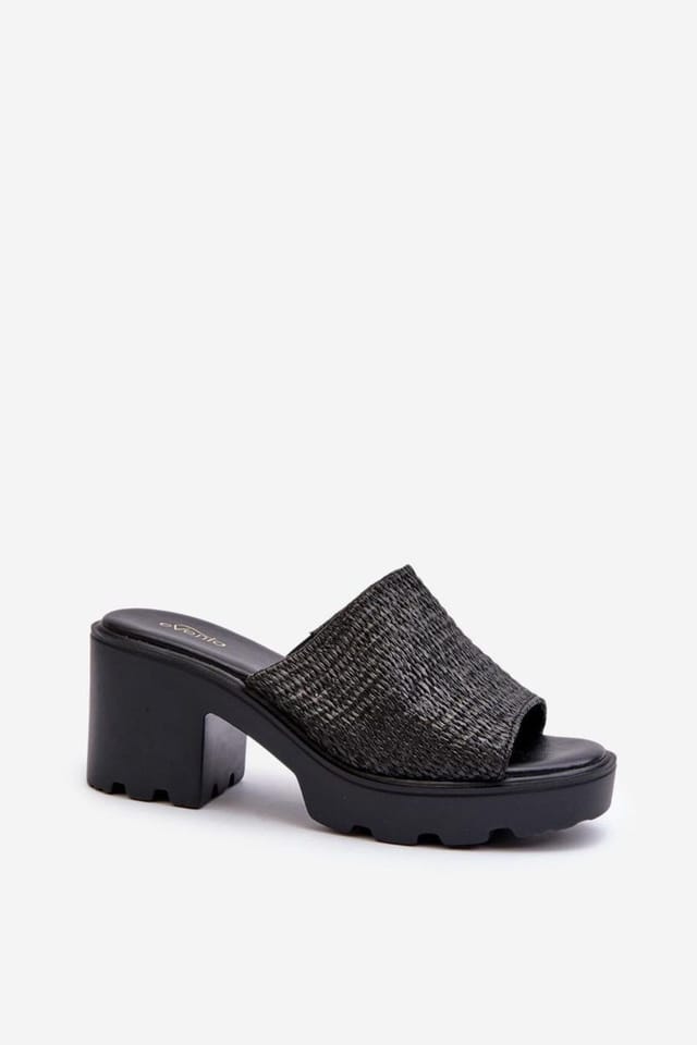 Love Lace Love Lace Women's Braided Strap Heeled Flip Flops with Cushioned Insole Comfort in Black - 2