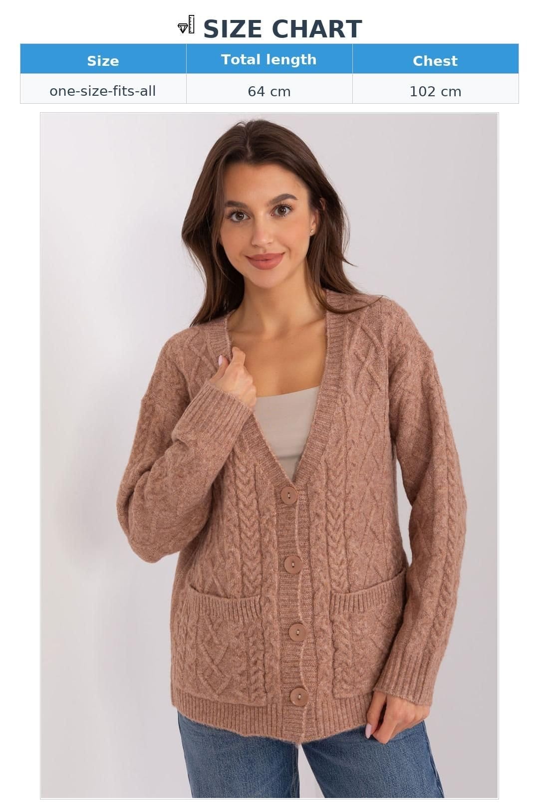 Love Lace Love Lace Women's Variegated Button Front V Neck Cardigan in Brown - 4