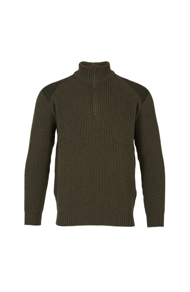 Celtic & Co Celtic & Co Men's British Ribbed Half Zip Sweater in Dark Olive - 2