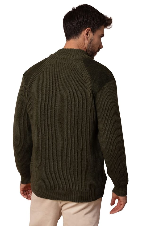 Celtic & Co Celtic & Co Men's British Ribbed Half Zip Sweater in Dark Olive - 3
