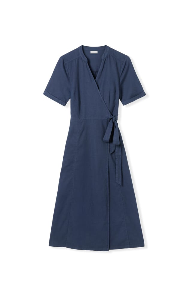 Celtic & Co Celtic & Co Women's Luxurious Linen Wrap Midi Dress in Dark Navy - 2