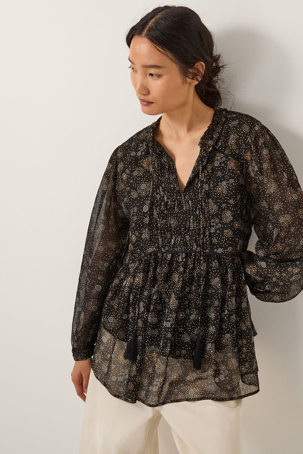 Monsoon Monsoon Women's Clara Dotwork Print Blouse Black