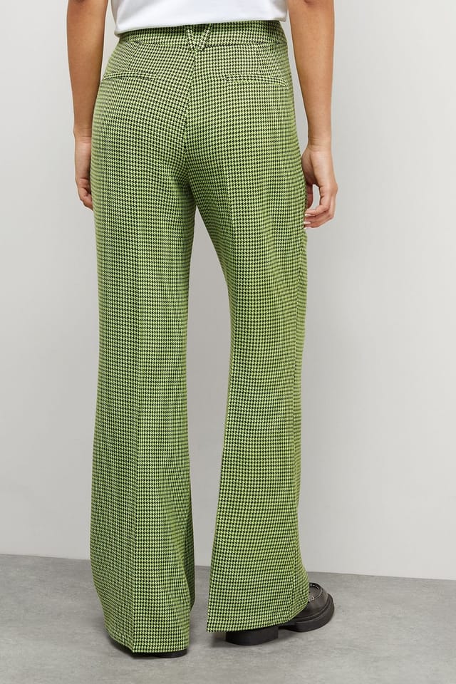 Warehouse Warehouse Women's Lime Dogtooth High Waist Deep Waistband Trouser Co-Ord - 3