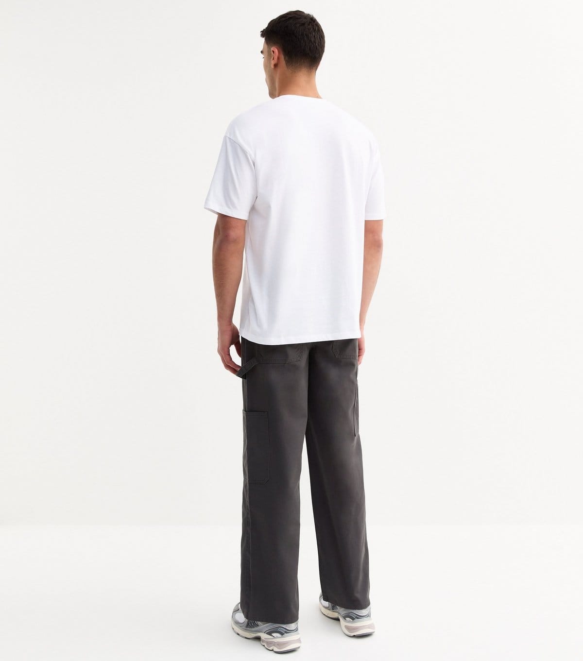 New Look Men's Dark Grey Relaxed Cotton Carpenter Trousers New Look - 4