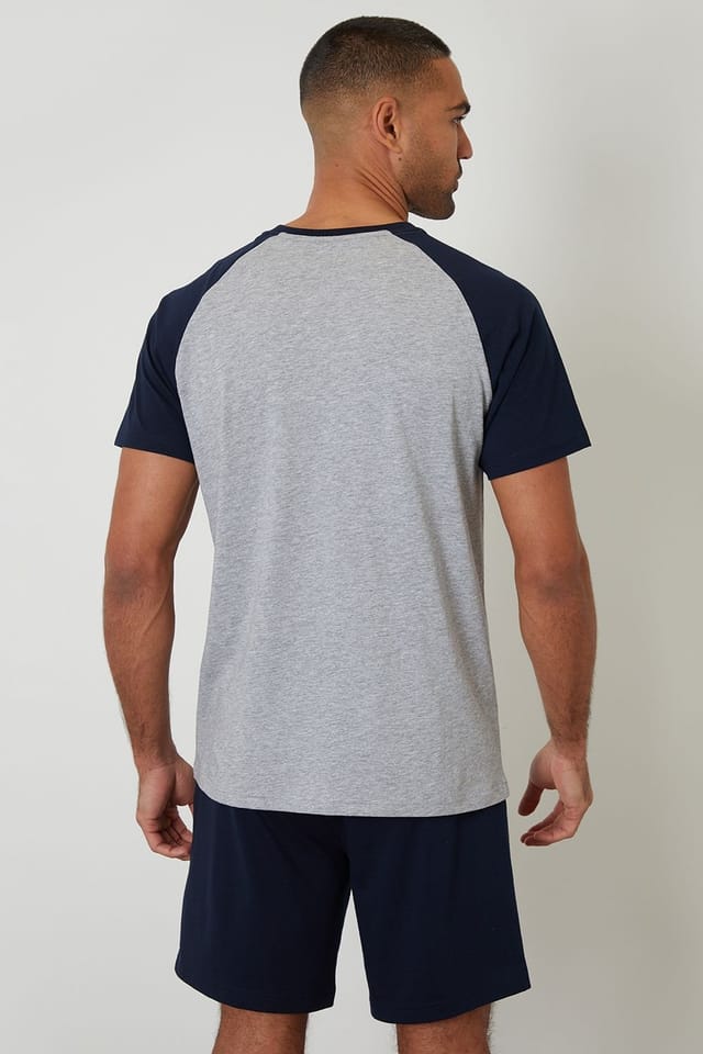 Threadbare Threadbare Men's Raglan Short Sleeve Top & Shorts Lounge Set - 2