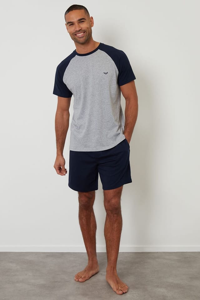 Threadbare Threadbare Men's Raglan Short Sleeve Top & Shorts Lounge Set - 3