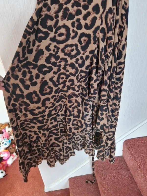 Shein Sexy long leopard print tie wrap dress size XL