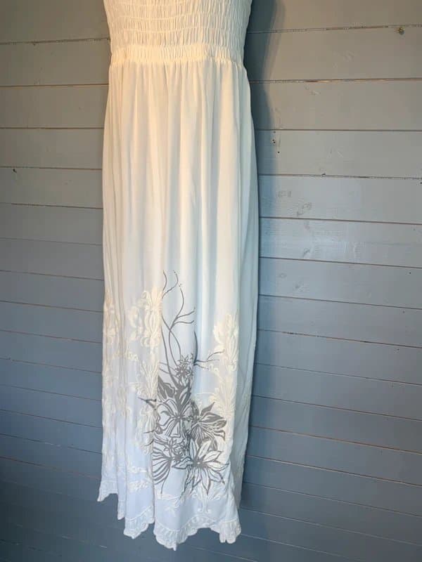 Vintage Dressing Rick Cardona New York white embroidered cotton maxi dress RRP £120