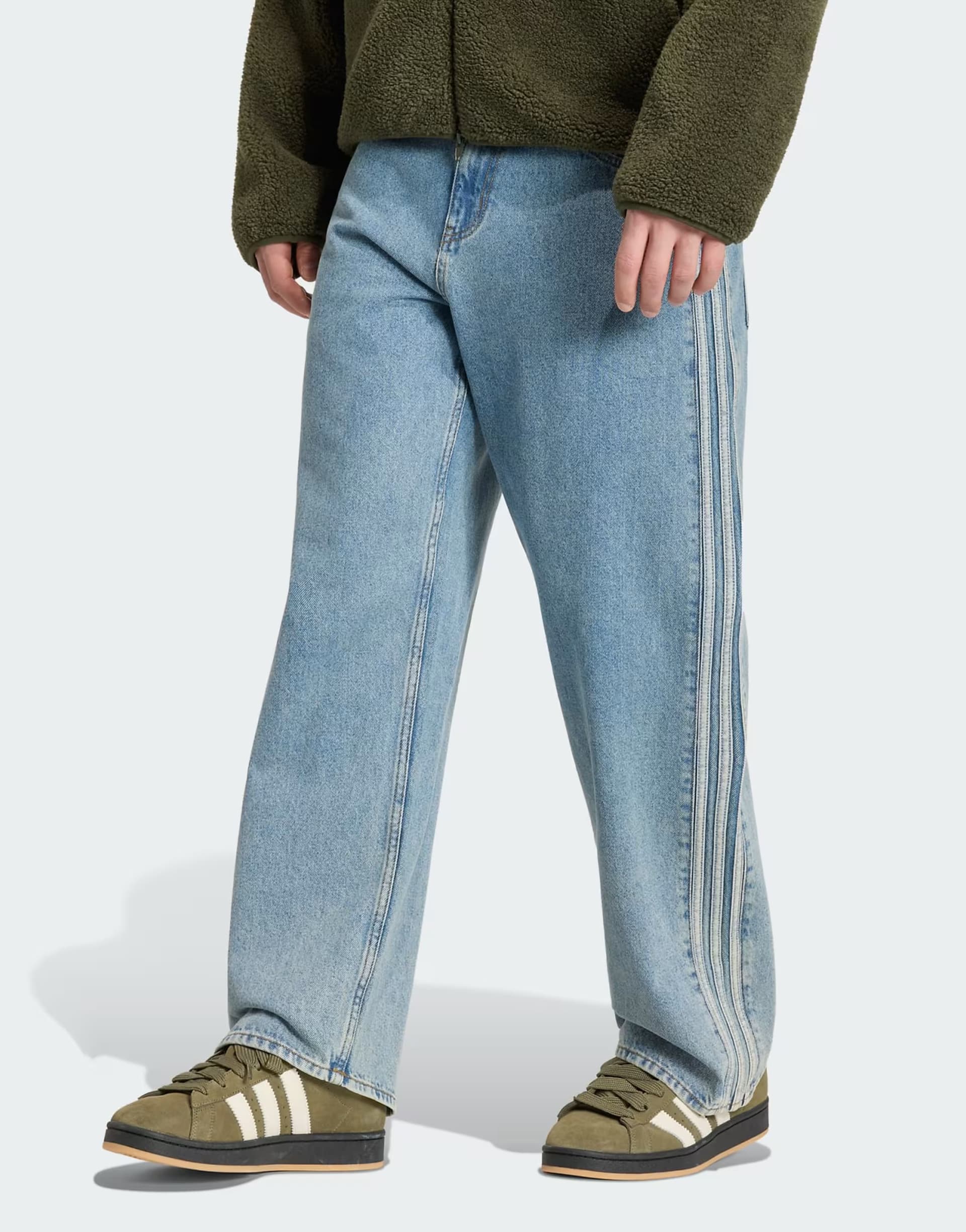 ASOS adidas Originals Firebird adicolor denim jeans mid-rise straight leg in worn blue denim