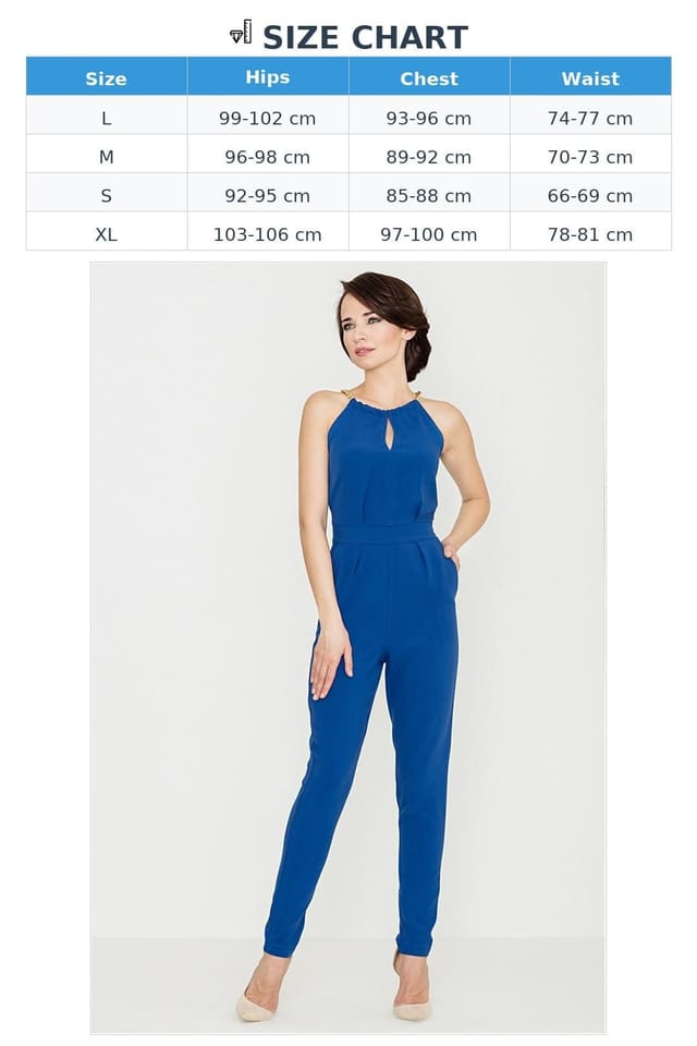 Love Lace Love Lace Women's Chain Trim Tapered Jumpsuit in Blue - 3