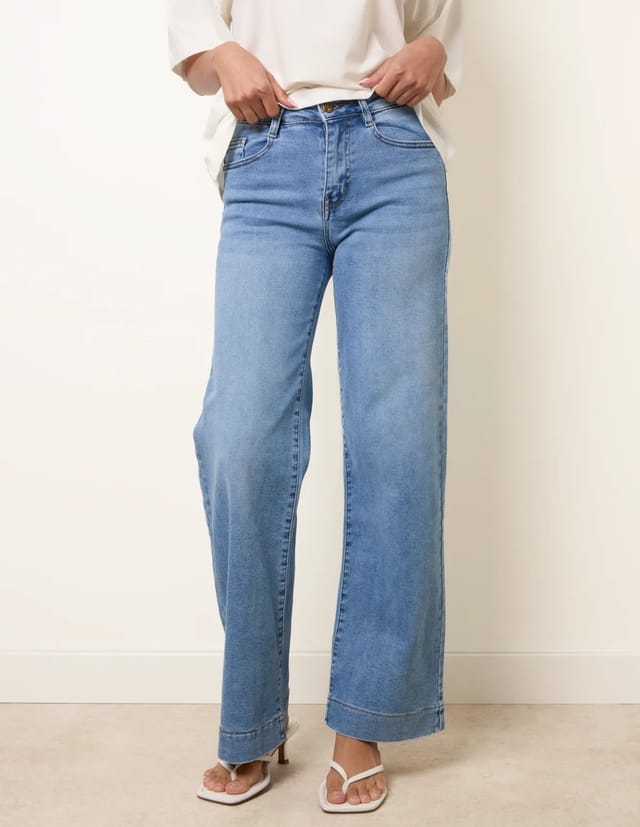 Blue Vanilla Hem Wide Leg Soft Jeans - 2