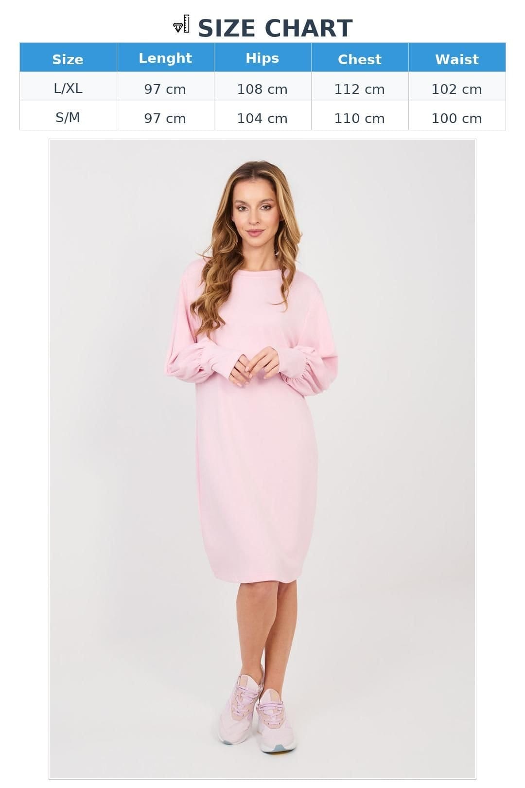 Love Lace Love Lace Women's Buttery Soft Sweatshirt Dress with Puff Sleeves Style 224976 in Pink - 4