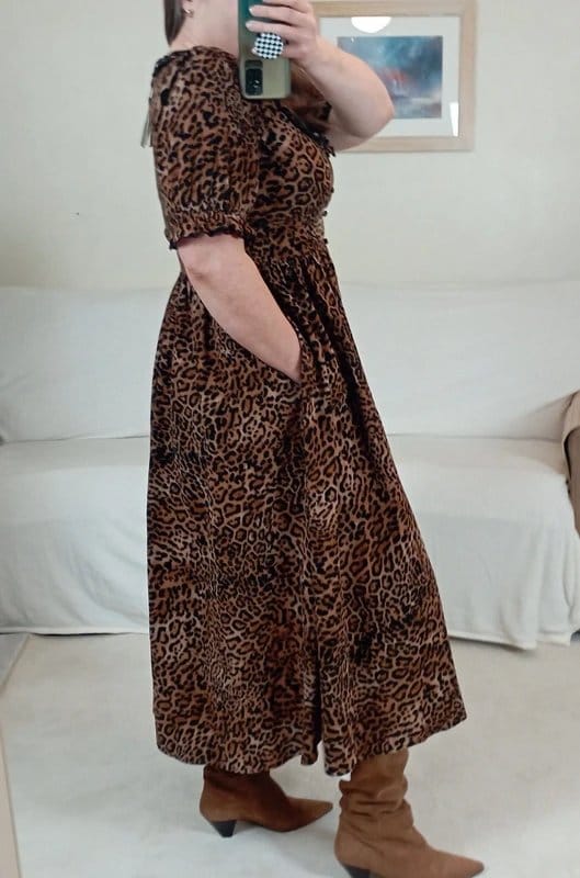 Nobodys Child Nobody's Child | Leopard print soft cord puff sleeve buttoned Flossie midaxi dress UK 10 BNWT £99 - 1