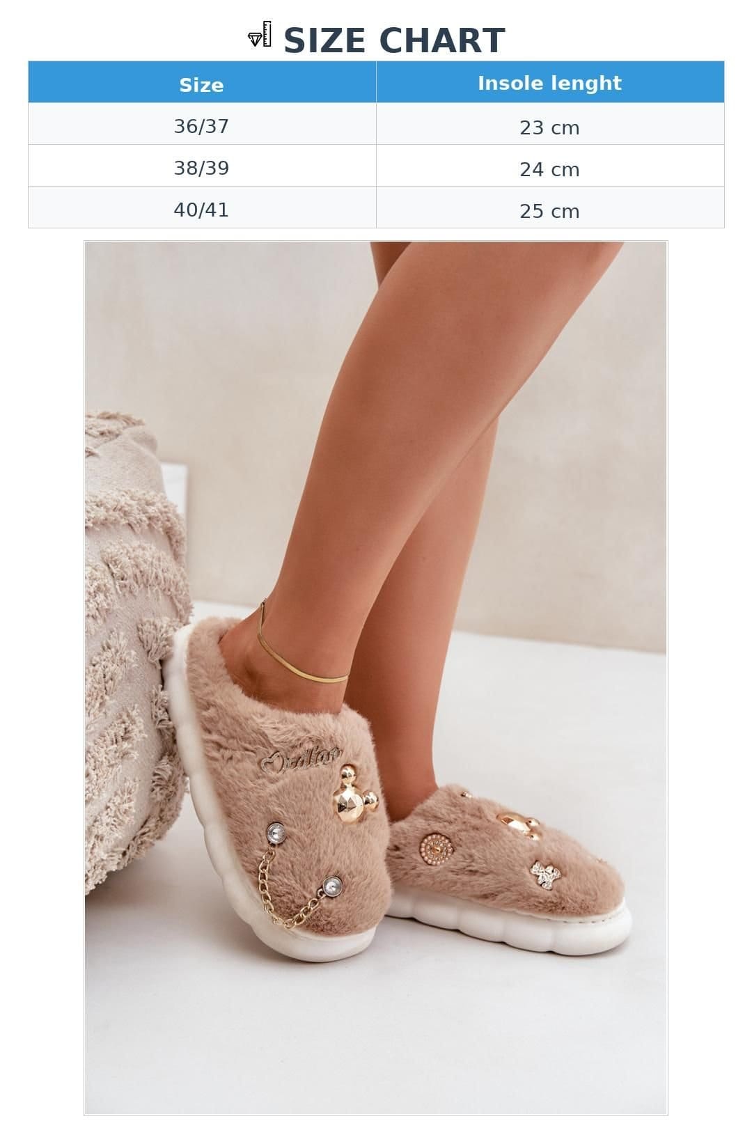 Love Lace Love Lace Women's Stylish Fur Slippers with Trendy Embellishments for Comfort in Beige - 4